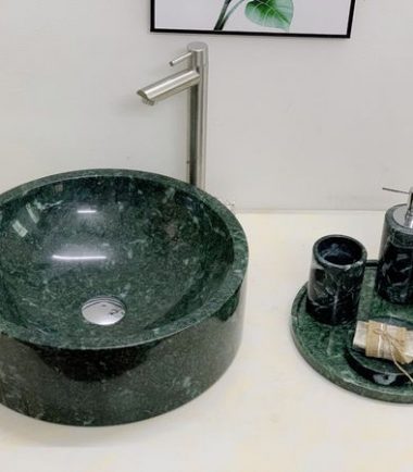 LAVABO ĐÁ TỰ NHIÊN - TRÒN ĐÁY THẲNG (MÀU XANH ẤN ĐỘ) LVT01